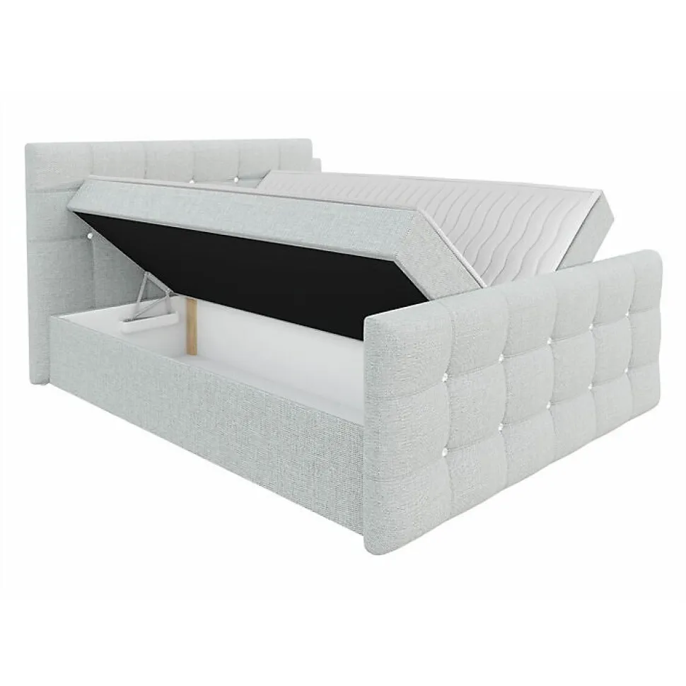 Lit continental Memphis 113, Double, Rose, Tissu, Disponible