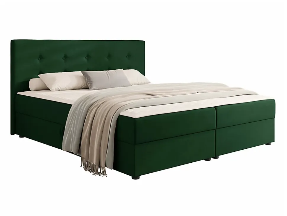Lit continental Memphis 114, Double, Vert, Tissu, Disponible