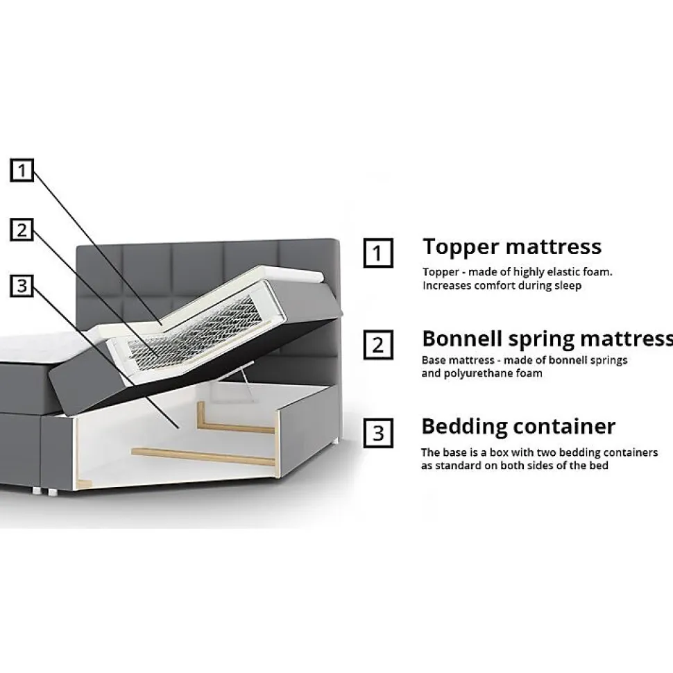 Lit continental Memphis 114, Double, Vert, Tissu, Disponible