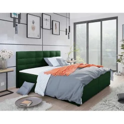 Lit continental Memphis 114, Double, Vert, Tissu, Disponible