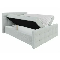 Lit continental Memphis 118, Double, Gris, Tissu, Disponible