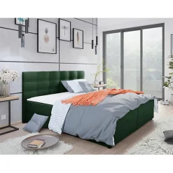 Lit continental Memphis 115, Double, Vert, Tissu, Disponible