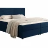 Lit continental Memphis 117, Double, Bleu, Tissu, Disponible