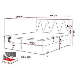 Lit continental Memphis 116, Double, Vert, Tissu, Disponible