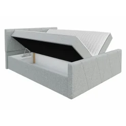 Lit continental Memphis 119, Double, Gris, Tissu, Disponible