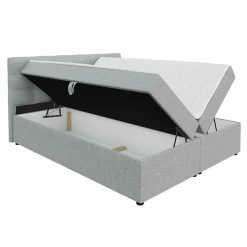 Lit continental Memphis 115, Double, Brun clair, Tissu, Disponible