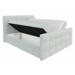 Lit continental Memphis 113, Double, Brun clair, Tissu, Disponible