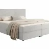 Lit continental Memphis 117, Double, Gris, Tissu, Disponible