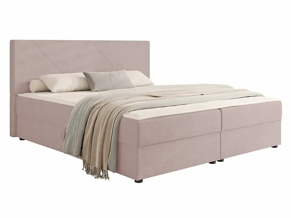 Lit continental Memphis 117, Double, Rose, Tissu, Disponible