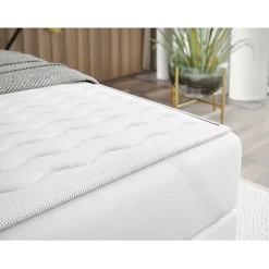 Lit continental Memphis 137, Double, Gris, Tissu, Disponible