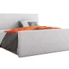 Lit continental Memphis 120, Double, Gris, Tissu, Disponible
