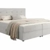 Lit continental Memphis 114, Double, Gris, Tissu, Disponible
