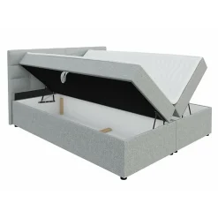 Lit continental Memphis 114, Double, Gris, Tissu, Disponible