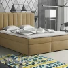Lit continental Pomona 116, Double, Brun clair, Tissu, Disponible