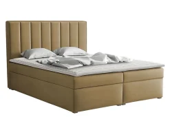 Lit continental Pomona 116, Double, Brun clair, Tissu, Disponible