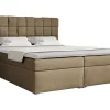Lit continental Pomona 117, Double, Brun clair, Tissu, Disponible
