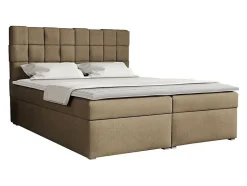 Lit continental Pomona 117, Double, Brun clair, Tissu, Disponible