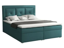Lit continental Pomona 113, Double, Turquoise, Tissu, Disponible