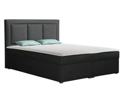 Lit continental Pomona 112, Double, Gris, Tissu, Disponible