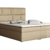 Lit continental Pomona 115, Double, Brun clair, Tissu, Disponible