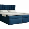 Lit continental Pomona 117, Double, Bleu, Tissu, Disponible