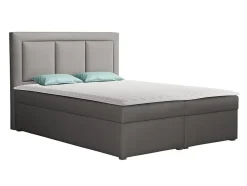 Lit continental Pomona 112, Double, Gris, Tissu, Disponible