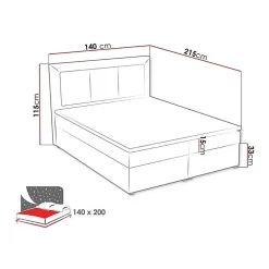 Lit continental Pomona 114, Double, Brun clair, Tissu, Disponible