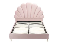 Lit coquillage 140 x 190 cm - Velours - Rose - LIVAYA
