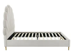 Lit coquillage 140 x 190 cm - Tissu - Beige + Matelas - LIVAYA