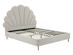 Lit coquillage 140 x 190 cm - Tissu - Beige + Matelas - LIVAYA