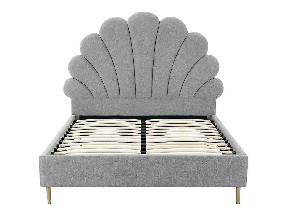 Lit coquillage 160 x 200 cm - Tissu - Gris clair - LIVAYA