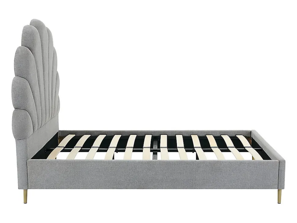 Lit coquillage 160 x 200 cm - Tissu - Gris clair - LIVAYA