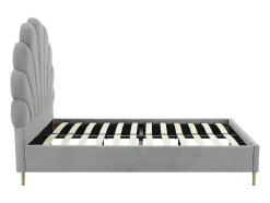 Lit coquillage 160 x 200 cm - Tissu - Gris clair - LIVAYA