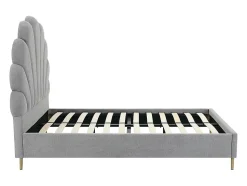 Lit coquillage 160 x 200 cm - Tissu - Gris clair + Matelas - LIVAYA