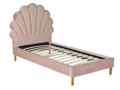 Lit coquillage 90 x 190 cm - Velours - Rose - MOANA