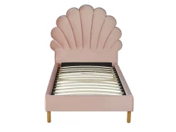 Lit coquillage 90 x 190 cm - Velours - Rose - MOANA