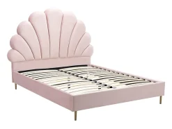 Lit coquillage 160 x 200 cm - Velours - Rose - LIVAYA