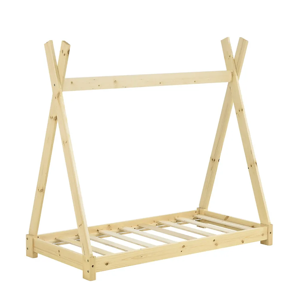 Lit de Tipi pour Enfant Onejda Bois Naturel 140 x 70 cm en.casa