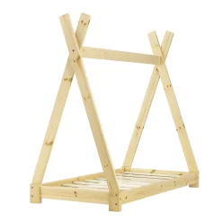 Lit de Tipi pour Enfant Onejda Bois Naturel 140 x 70 cm en.casa