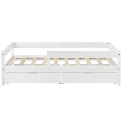 Lit d'enfant Design avec 2 Tiroirs Borgarnes 90 x 200 cm Blanc en.casa