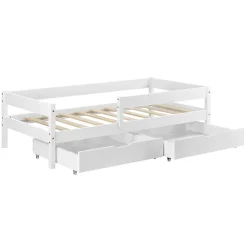 Lit d'enfant Design avec 2 Tiroirs Borgarnes 90 x 200 cm Blanc en.casa