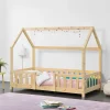 Lit d'Enfant Design Forme Maison Sisimiut Pin 140 x 70 cm Naturel en.casa