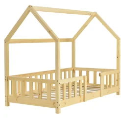 Lit d'Enfant Design Forme Maison Sisimiut Pin 140 x 70 cm Naturel en.casa