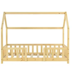 Lit d'Enfant Design Forme Maison Sisimiut Pin 140 x 70 cm Naturel en.casa