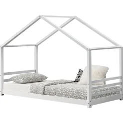 Lit D'enfant Design Maison Vardoe Pin 90 X 200 Cm Blanc Mat en.casa