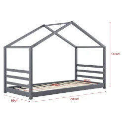 Lit D'enfant Design Maison Vardoe Pin 90 X 200 Cm Gris Foncé en.casa