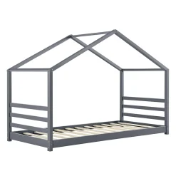 Lit D'enfant Design Maison Vardoe Pin 90 X 200 Cm Gris Foncé en.casa