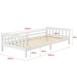 Lit d'Enfant Design Nuuk en Pin 200 x 90 cm Blanc Mat Laqué en.casa