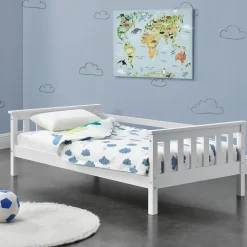Lit d'Enfant Design Nuuk en Pin 160 x 80 cm Blanc Mat Laqué en.casa