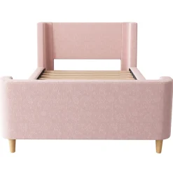 Lit d'enfant Lit rembourré,lit simple lit traîneau, 90 x 200 cm, Pour garçons & filles, Rose,Sans matelas